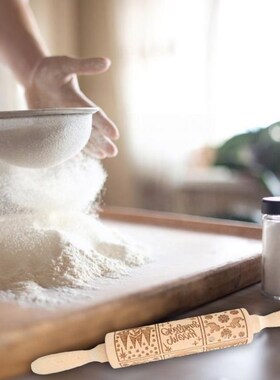 Nativity Engraved Rolling Pin Non-stick Wooden Embossed Doug