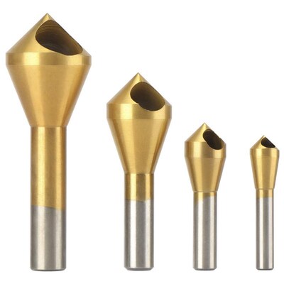 4Pcs Titanium Coated Countersink Chamfer Tool Deburring