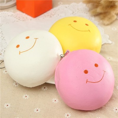 10CM Jumbo Kawaii Smile Marshmallow Squishy Bread Keychain B