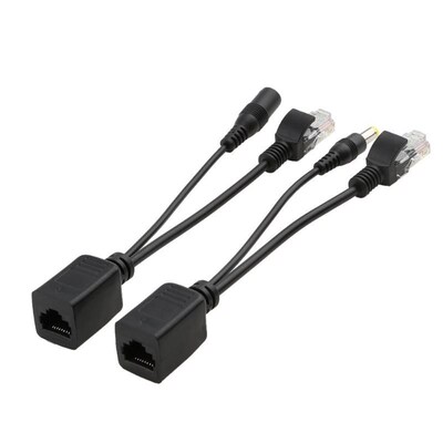 2Pcs POE Adapter Cable RJ45 Injector Splitter Kit Tape Scree
