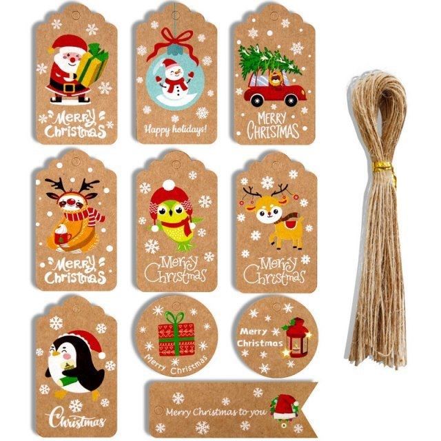 50pcs christmas tag santa claus tree tag gift box decor cand