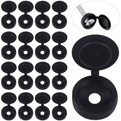 500pcs Screw Cap Cover Fold Snap Hinged Plastic Protective B