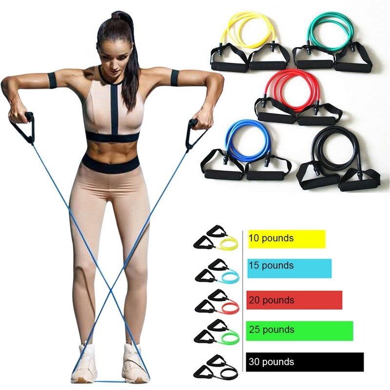5 levels  elastic band with handles yoga pull rope elastic g