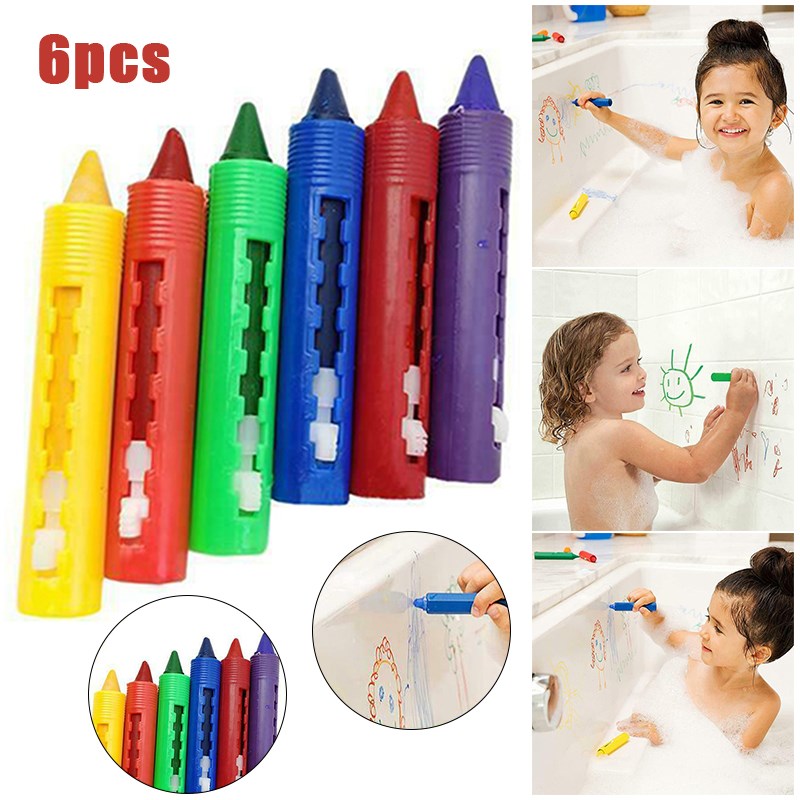 6Pcs/Set 6 Colors Washable Crayon Kids Baby Bath Time Paints