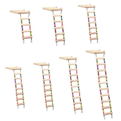 Wooden Parrot Hamster Climbing Ladder Swing Play Toys Set Bi