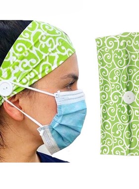 Women Men Printed Headband with Buttons Unisex Outdoor Sport