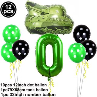 Green Camouflage Balloons Happy Birthday Banners Fighter Tan