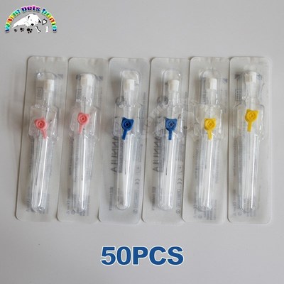 50pcs Veterinary IV cannula IV Catheter with Injection Valv