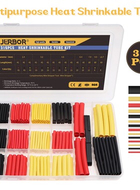 JERBOR 316pcs Assorted Polyolefin Heat Shrinkable Tubing Hol