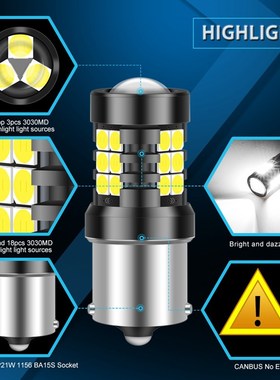 2pcs P21W 1156 BA15S LED Daytime Running Light DRL Lamp LED