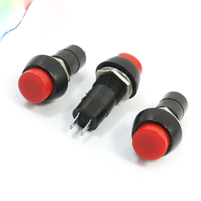 250VAC 3A Panel Mount Red Head Latching SPST 2 Pin Push Butt