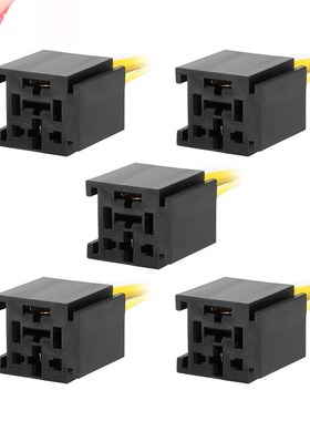 5pcs DC 12V/24V 80A 4 Terminals Relay Socket Harness Connect