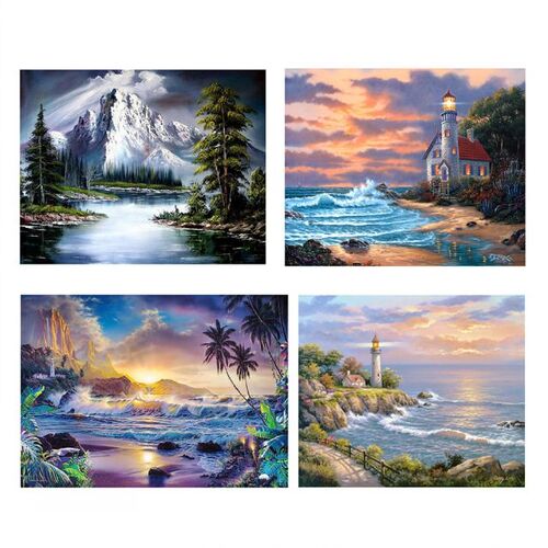 Embroidery Cloth Color Threads Tools Kit Scenery DIY Cross S