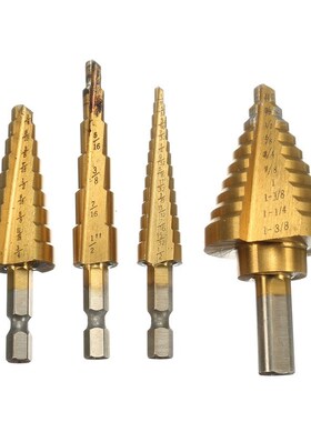 4pcs/Set 1/4 Inch Hex Shank 3/8 Inch HSS 4241 Titanium Coate