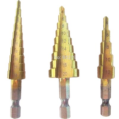 3pcs Set Metric 4-12mm 4-20mm 3-12mm Stepped Down Drill Bit
