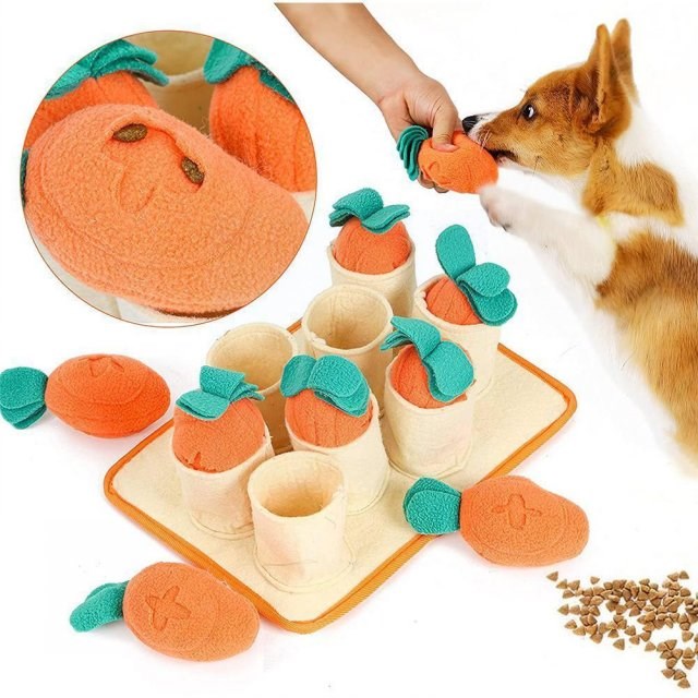 Fun Pulling Carrot Game Iq Educational Dog Toy Slow Pet Food