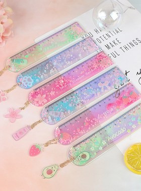 1Pcs Creative Bookmarks Cartoon Quicksand PVC Drawing Ruler