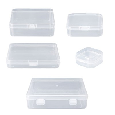 Square Transparent Plastic Jewelry Storage Boxes Beads Craft