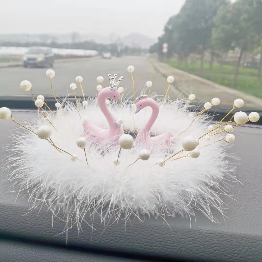 goddess car furnishing articles on-board white swan feather