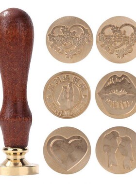 Handmade Wood Wax Seal Stamp Set Fire Painting Plant Christm