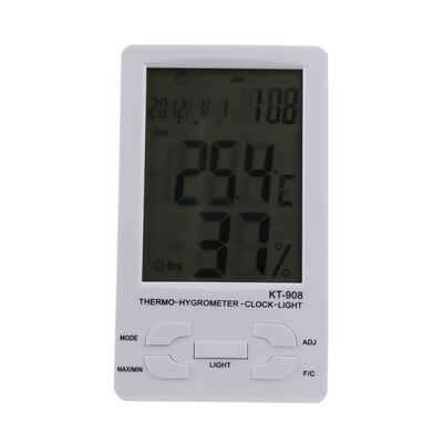 White Indoor/ LCD Thermometer Hygrometer Temperature Humidit