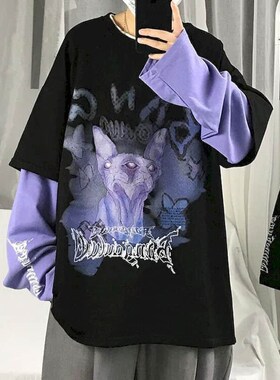 Autumn High Street Diablo Long-sleeved Men's Fake Two-piece