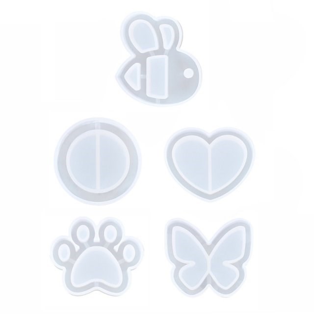 5 Styles Resin Shaker Molds Bee Round Heart Paw Butterfly Si