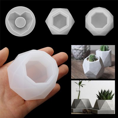 Silicone Plant Pot Molds Form Arts Craft Polygonal Casting M