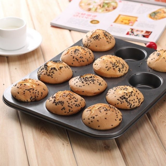 12 Holes Carbon Steel Non-toxic Muffin Cake Holder Mold Egg