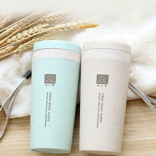Kitchen Wheat Straw Double Insulated Gift Mug Tumbler With L