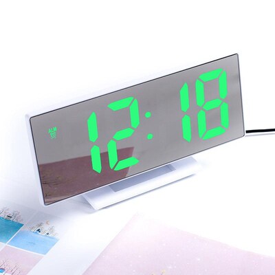 LED Mirror Digital Alarm Clock Electronic Watch Table Deskto