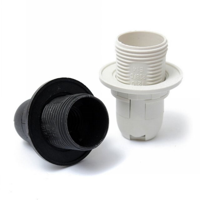E14 Lamp Bulb Holder Edison Screw Cap Socket White/Black Pen
