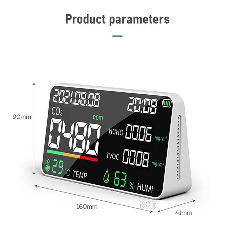 Multifunctional 5in1 CO2 Meter Digital Temperature Humidity