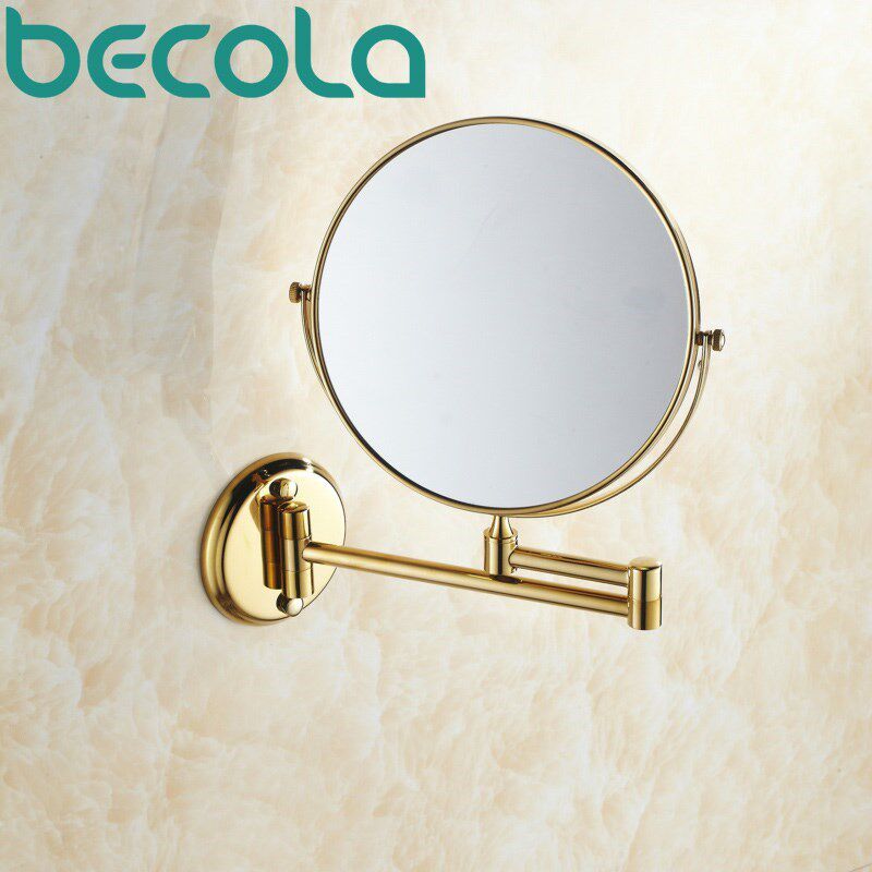 double side bathroom folding s shave makeup mirror gold plat