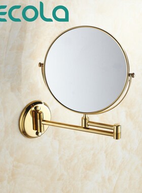 Double Side Bathroom Folding s Shave Makeup Mirror Gold Plat