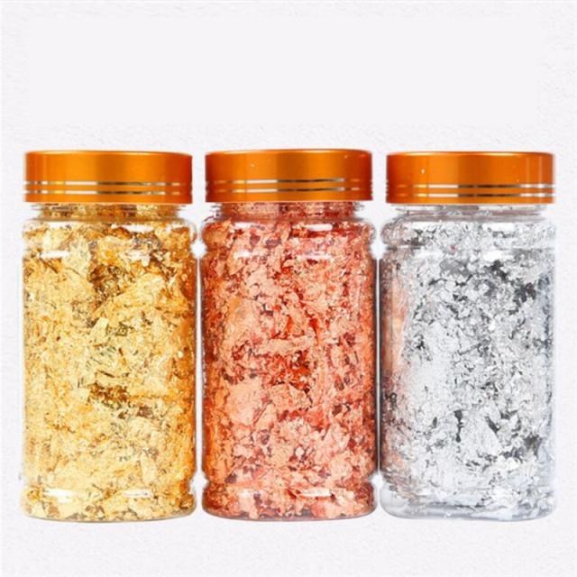 1 bottle Decorative Gold Leaf Flakes 3g Gold Silver Confetti