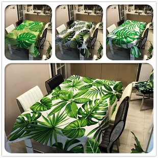 Green Leave Tablecloths Waterproof Kitchen Items Coffee Tabl