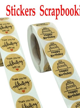 500pcs/roll Thank You Stickers Handmade Sticker Circle Stati