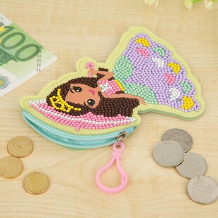 DIY Special Shaped Diamond Painting Girl Wallet Coin Purse E