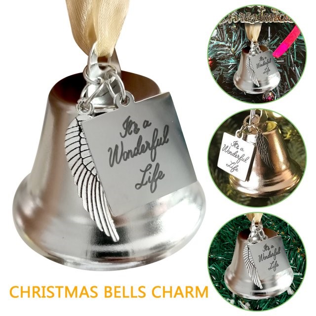 Christmas Trees Decorations Angel Wings Jingle Bells Hanging