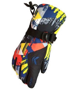 Winter Ski Gloves Couple Waterproof PU Leather Non-slip