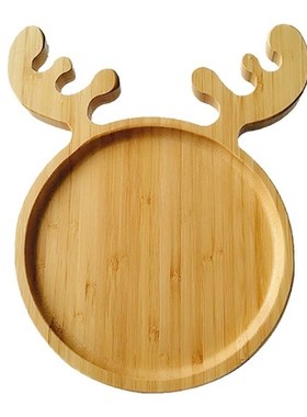 Decorative Wood Deer Salad Snack Plate Dessert Platter Uniqu