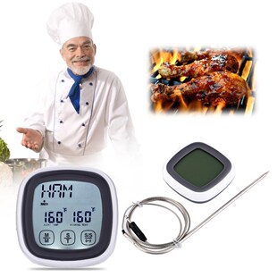 BBQ Oven Screen LCD Backlight Meat Cooking Thermometer and T