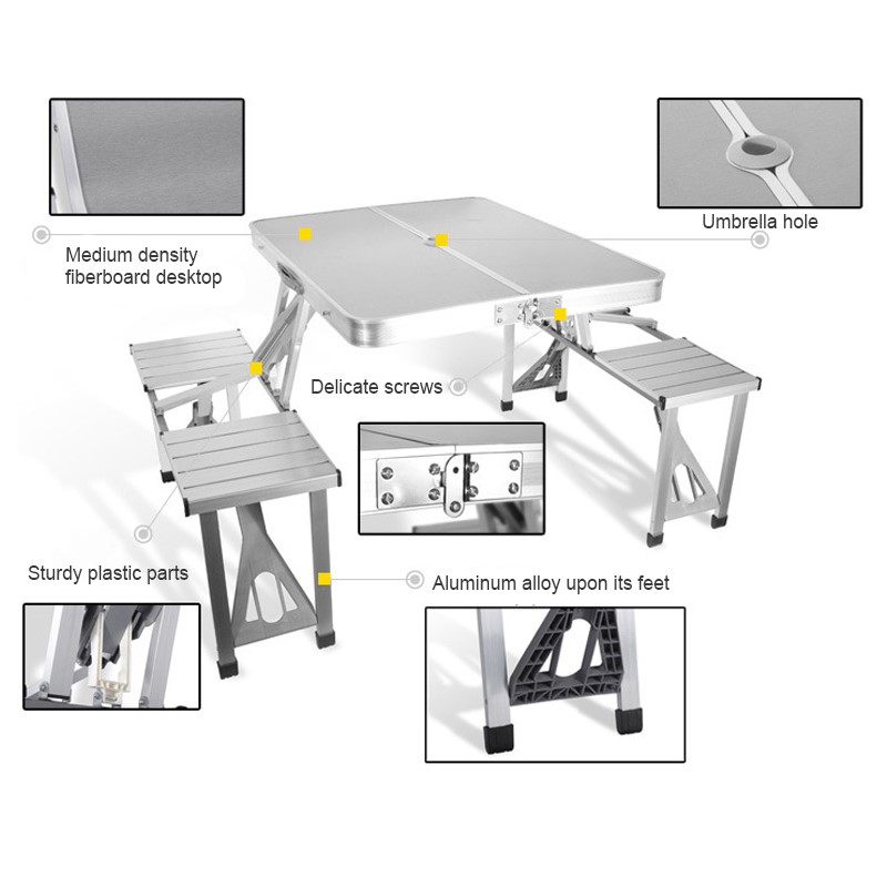 Outdoor Picnic Folding Table And Chair Portable Foldable Alu