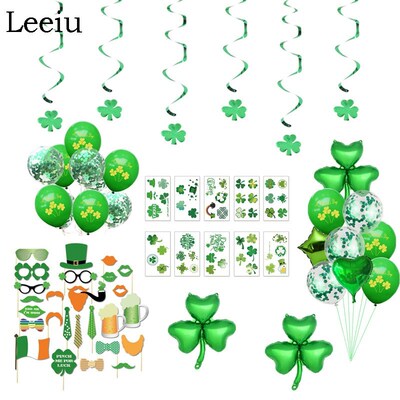 Leeiu Happy St Patricks Day Decoration Green Clovers Confet