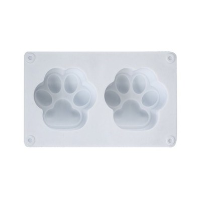 2 Holes Cartoon Cat Paw Silicone Mold 3D Scented Candle Hand