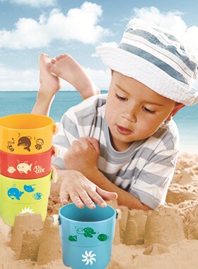 4Pcs/set Baby Bath Toys Funny Stacking Cup Bucket Bathing Wa