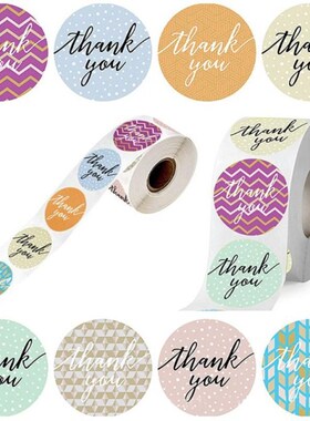 100pcs 8 Styles Thank You Stickers Seal for Small Shop Weddi