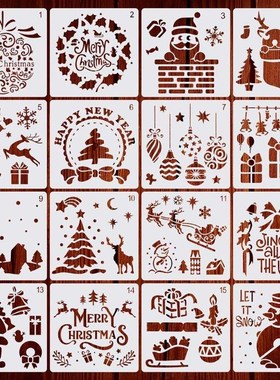 16pcs/set DIY Merry Christmas Drawing Stencil Templates Embo