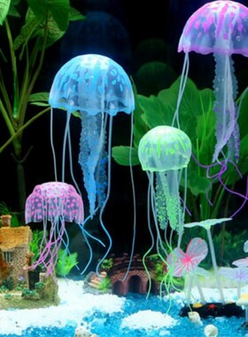 5 Colors Artificial Aquarium Jellyfish Ornament Decor Glowin
